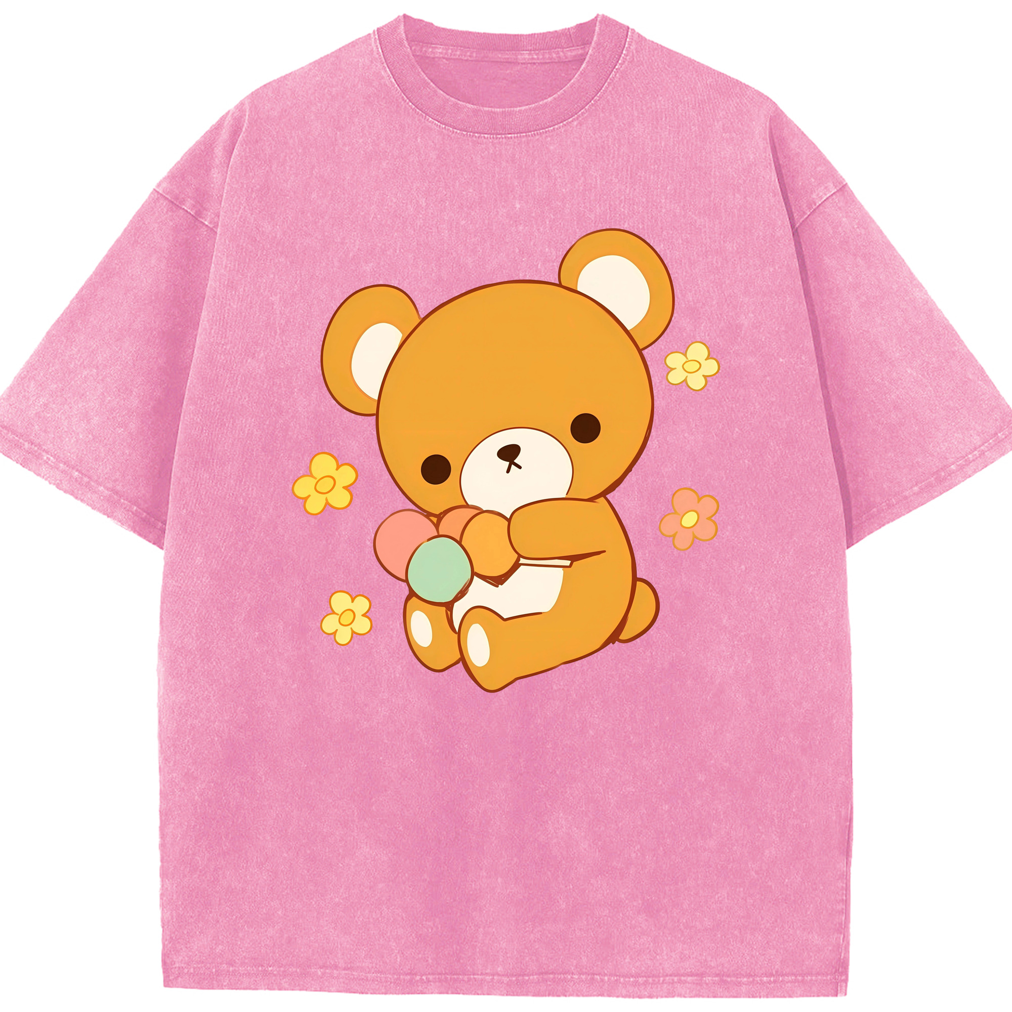 （画像用） リラックマ リラックマ キイロイトリ Rilakkuma Korilakkuma Kiiroitori 綿100% ヴィンテージ風 半袖Tシャツ（フロントプリント）